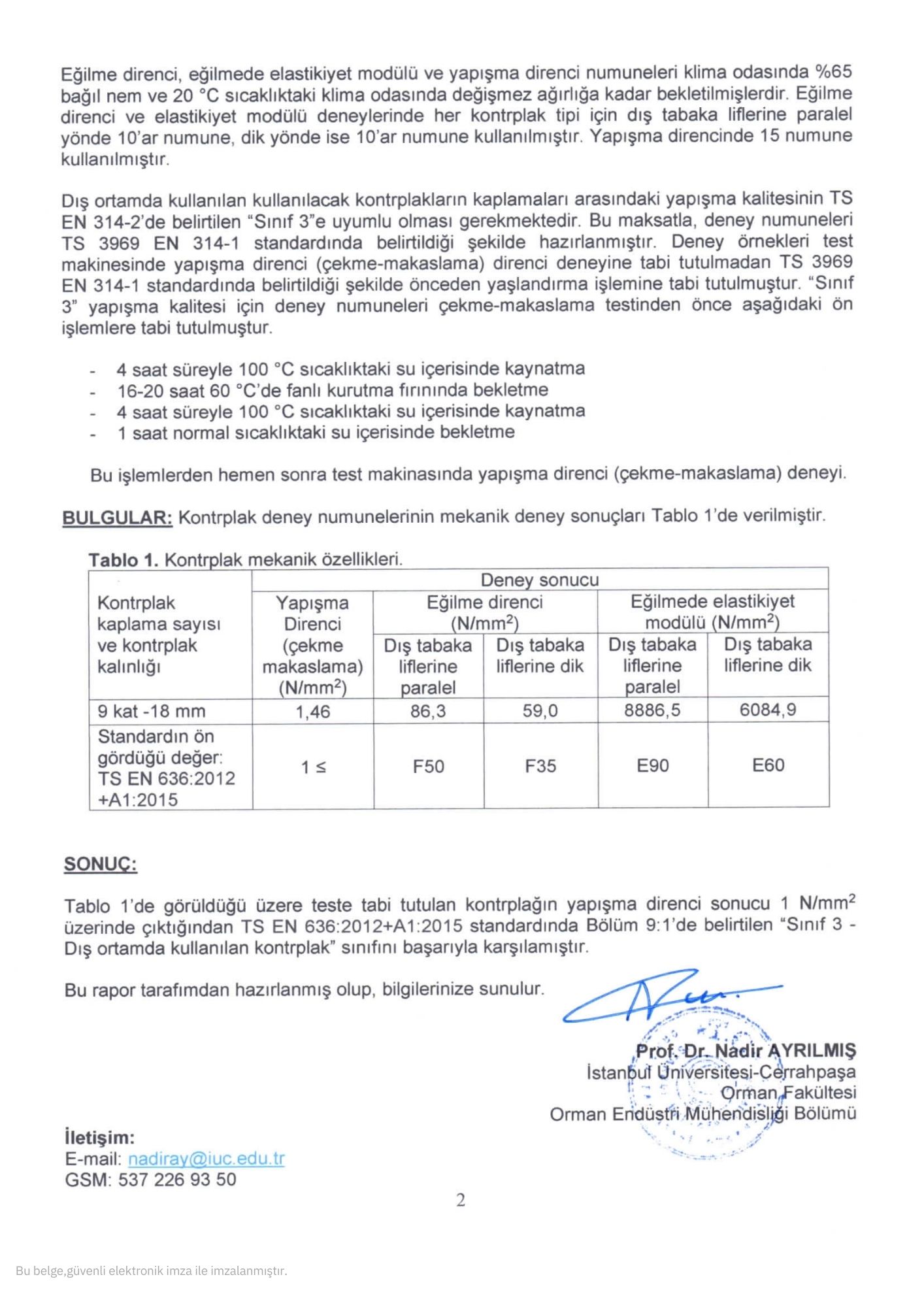 İstanbul Üniversitesi TEST RAPORU-2